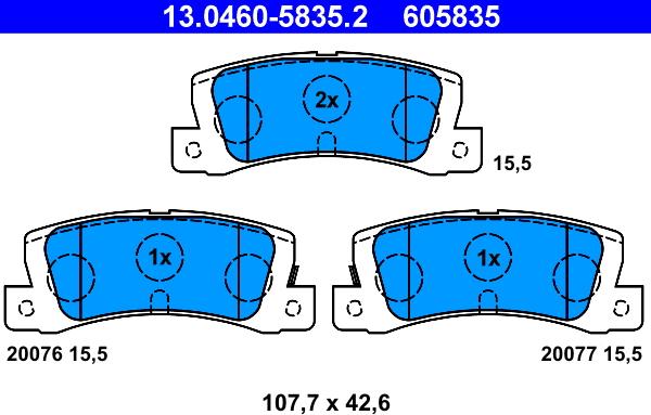 ATE 13.0460-5835.2 - Комплект спирачно феродо, дискови спирачки vvparts.bg