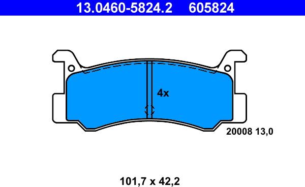 ATE 13.0460-5824.2 - Комплект спирачно феродо, дискови спирачки vvparts.bg