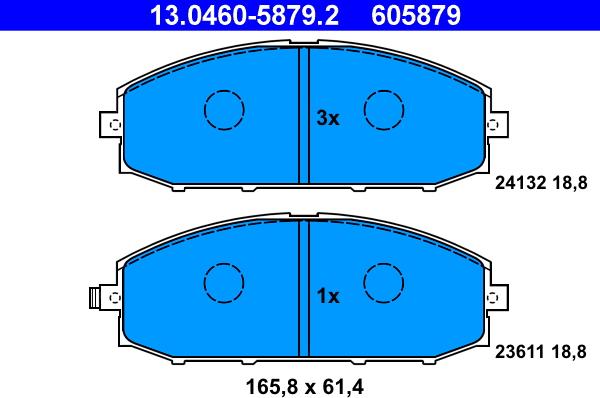 ATE 13.0460-5879.2 - Комплект спирачно феродо, дискови спирачки vvparts.bg