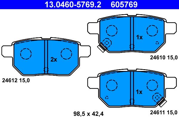 ATE 13.0460-5769.2 - Комплект спирачно феродо, дискови спирачки vvparts.bg