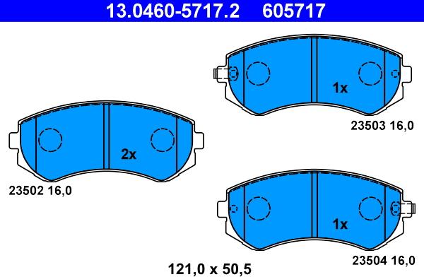 ATE 13.0460-5717.2 - Комплект спирачно феродо, дискови спирачки vvparts.bg
