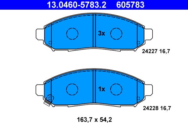 ATE 13.0460-5783.2 - Комплект спирачно феродо, дискови спирачки vvparts.bg