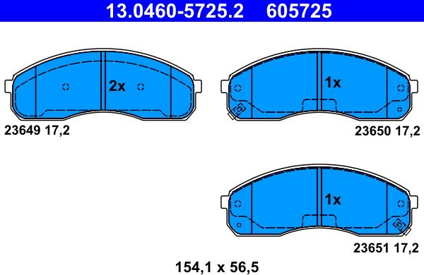 ATE 13.0460-5725.2 - Комплект спирачно феродо, дискови спирачки vvparts.bg