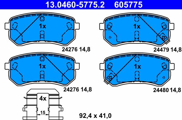 ATE 13.0460-5775.2 - Комплект спирачно феродо, дискови спирачки vvparts.bg