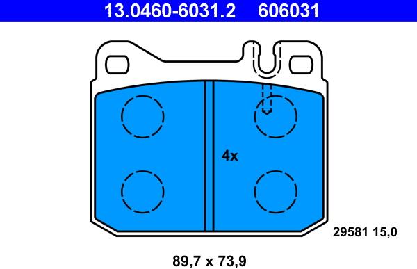 ATE 13.0460-6031.2 - Комплект спирачно феродо, дискови спирачки vvparts.bg