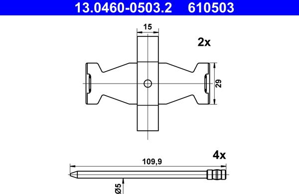 ATE 13.0460-0503.2 - Комплект принадлежности, дискови накладки vvparts.bg