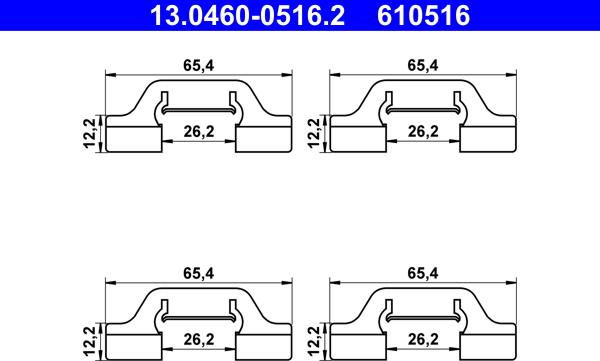 ATE 13.0460-0516.2 - Комплект принадлежности, дискови накладки vvparts.bg