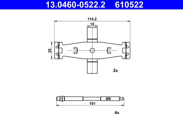 ATE 13.0460-0522.2 - Комплект принадлежности, дискови накладки vvparts.bg