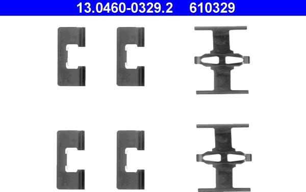 ATE 13.0460-0329.2 - Комплект принадлежности, дискови накладки vvparts.bg