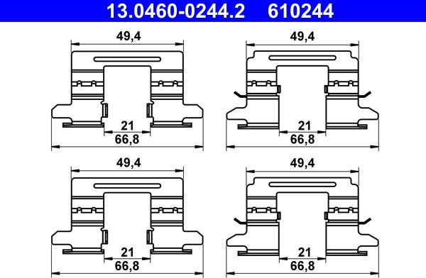 ATE 13.0460-0244.2 - Комплект принадлежности, дискови накладки vvparts.bg