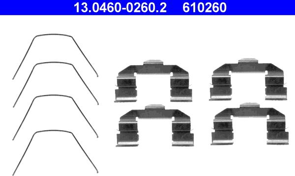 ATE 13.0460-0260.2 - Комплект принадлежности, дискови накладки vvparts.bg