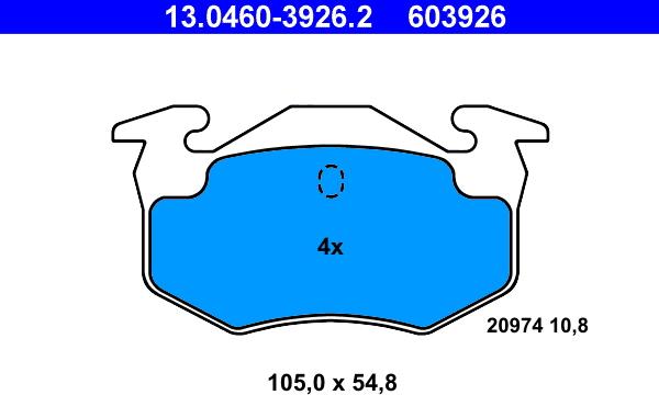 ATE 13.0460-3926.2 - Комплект спирачно феродо, дискови спирачки vvparts.bg