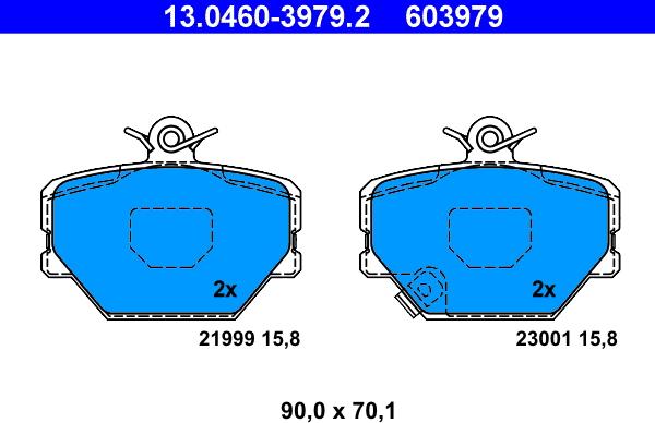 ATE 13.0460-3979.2 - Комплект спирачно феродо, дискови спирачки vvparts.bg