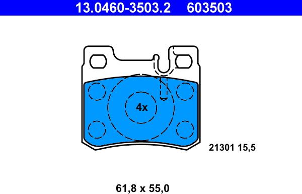 ATE 13.0460-3503.2 - Комплект спирачно феродо, дискови спирачки vvparts.bg