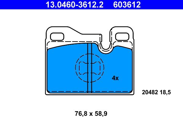 ATE 13.0460-3612.2 - Комплект спирачно феродо, дискови спирачки vvparts.bg