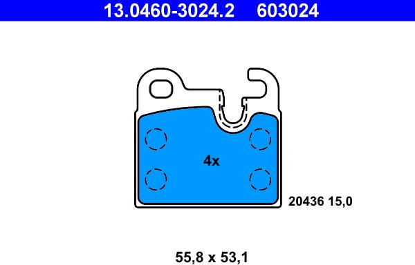 ATE 13.0460-3024.2 - Комплект спирачно феродо, дискови спирачки vvparts.bg