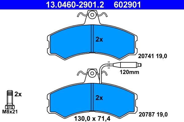 ATE 13.0460-2901.2 - Комплект спирачно феродо, дискови спирачки vvparts.bg