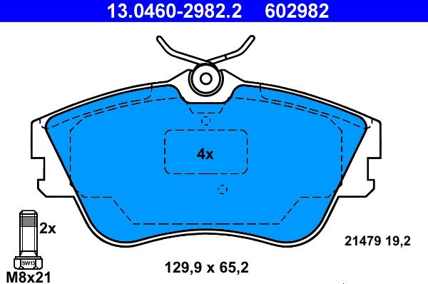 ATE 13.0460-2982.2 - Комплект спирачно феродо, дискови спирачки vvparts.bg