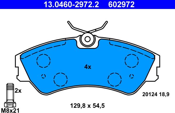 ATE 13.0460-2972.2 - Комплект спирачно феродо, дискови спирачки vvparts.bg