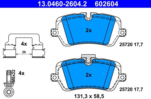 ATE 13.0460-2604.2 - Комплект спирачно феродо, дискови спирачки vvparts.bg