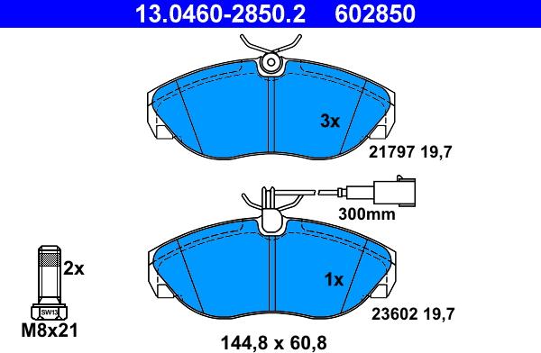 ATE 13.0460-2850.2 - Комплект спирачно феродо, дискови спирачки vvparts.bg