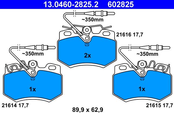 ATE 13.0460-2825.2 - Комплект спирачно феродо, дискови спирачки vvparts.bg