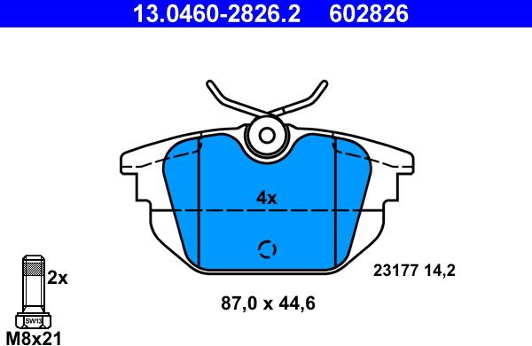 ATE 13.0460-2826.2 - Комплект спирачно феродо, дискови спирачки vvparts.bg