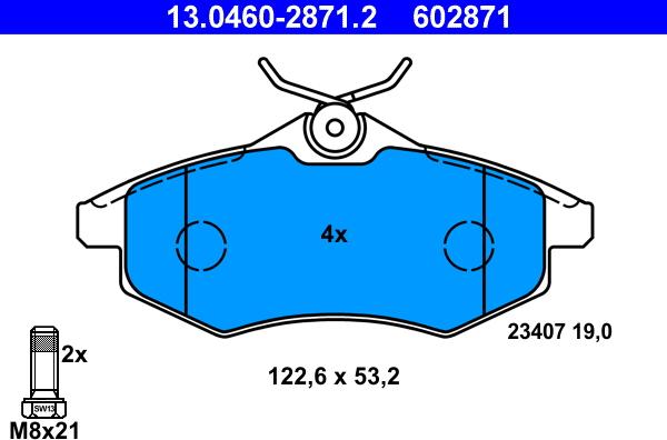 ATE 13.0460-2871.2 - Комплект спирачно феродо, дискови спирачки vvparts.bg