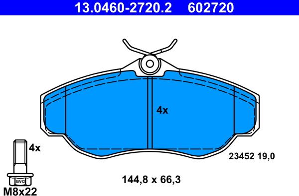 ATE 13.0460-2720.2 - Комплект спирачно феродо, дискови спирачки vvparts.bg