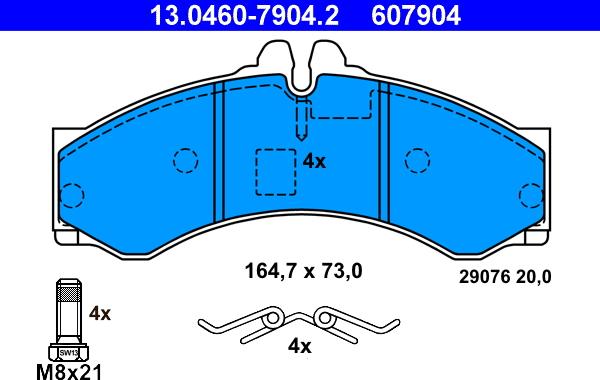 ATE 13.0460-7904.2 - Комплект спирачно феродо, дискови спирачки vvparts.bg