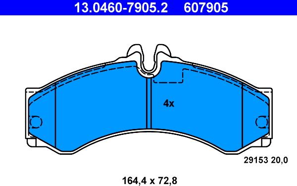 ATE 13.0460-7905.2 - Комплект спирачно феродо, дискови спирачки vvparts.bg