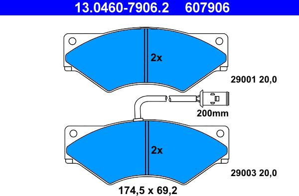 ATE 13.0460-7906.2 - Комплект спирачно феродо, дискови спирачки vvparts.bg