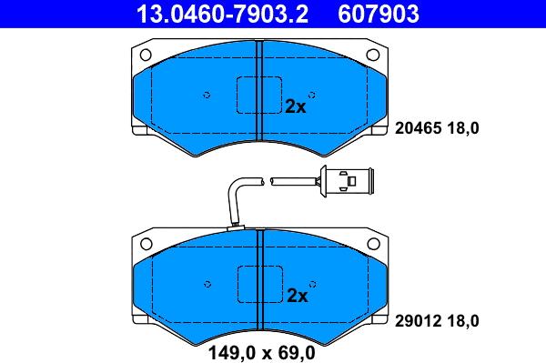 ATE 13.0460-7903.2 - Комплект спирачно феродо, дискови спирачки vvparts.bg