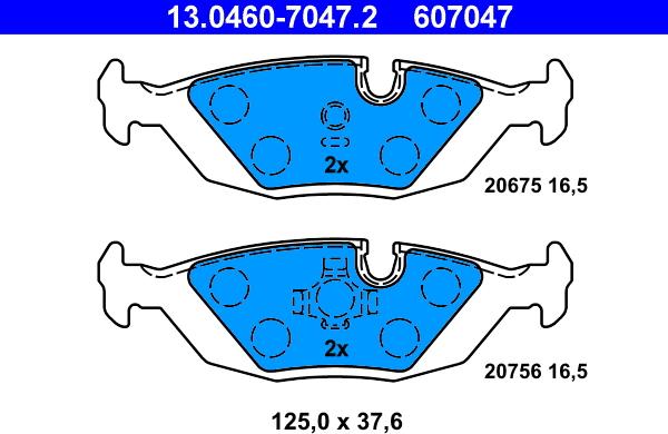 ATE 13.0460-7047.2 - Комплект спирачно феродо, дискови спирачки vvparts.bg