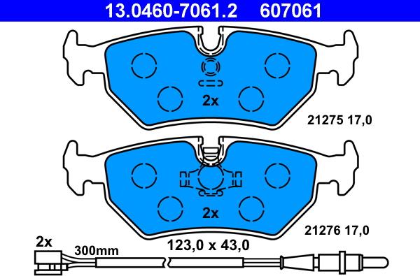 ATE 13.0460-7061.2 - Комплект спирачно феродо, дискови спирачки vvparts.bg