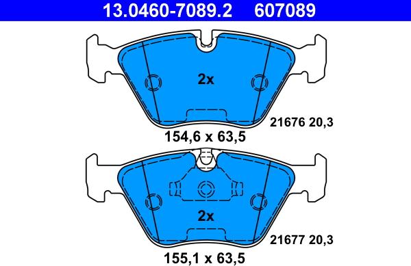 ATE 13.0460-7089.2 - Комплект спирачно феродо, дискови спирачки vvparts.bg