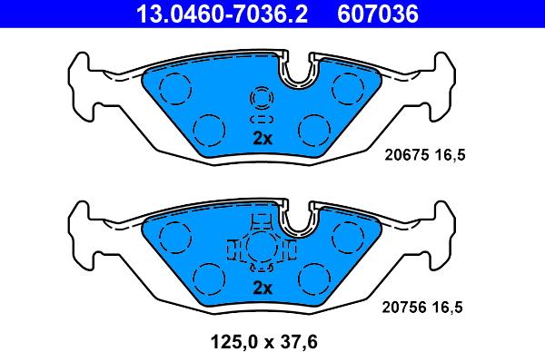 ATE 13.0460-7036.2 - Комплект спирачно феродо, дискови спирачки vvparts.bg