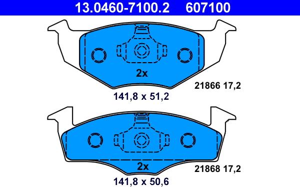 ATE 13.0460-7100.2 - Комплект спирачно феродо, дискови спирачки vvparts.bg