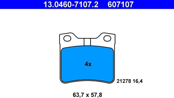 ATE 13.0460-7107.2 - Комплект спирачно феродо, дискови спирачки vvparts.bg