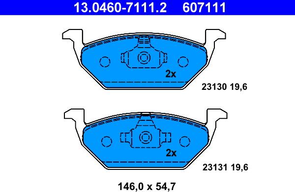 ATE 13.0460-7111.2 - Комплект спирачно феродо, дискови спирачки vvparts.bg