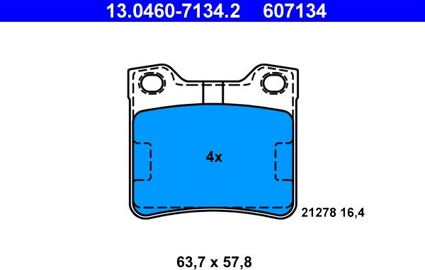 ATE 13.0460-7134.2 - Комплект спирачно феродо, дискови спирачки vvparts.bg