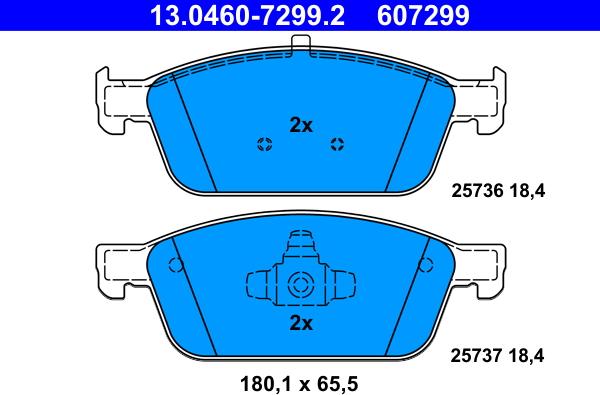 ATE 13.0460-7299.2 - Комплект спирачно феродо, дискови спирачки vvparts.bg