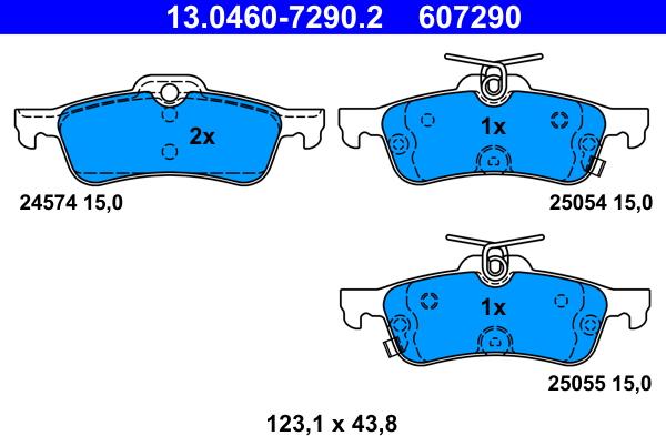 ATE 13.0460-7290.2 - Комплект спирачно феродо, дискови спирачки vvparts.bg