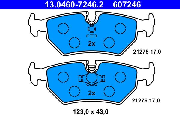 ATE 13.0460-7246.2 - Комплект спирачно феродо, дискови спирачки vvparts.bg