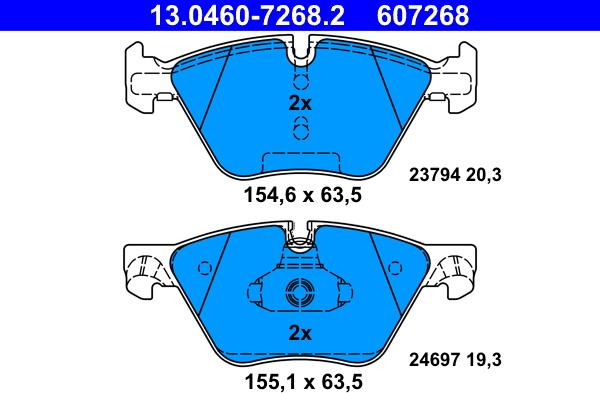 ATE 13.0460-7268.2 - Комплект спирачно феродо, дискови спирачки vvparts.bg