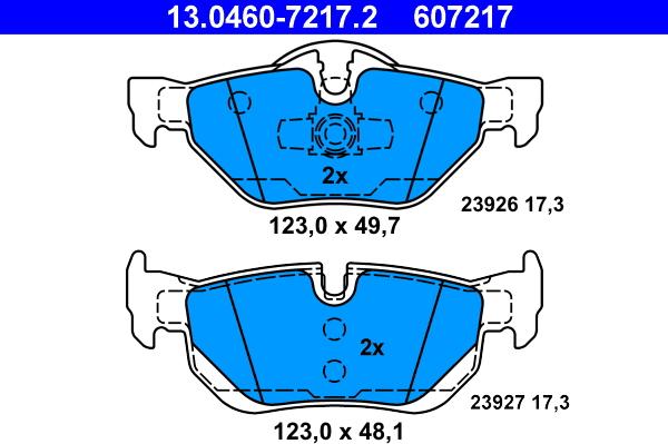 ATE 13.0460-7217.2 - Комплект спирачно феродо, дискови спирачки vvparts.bg