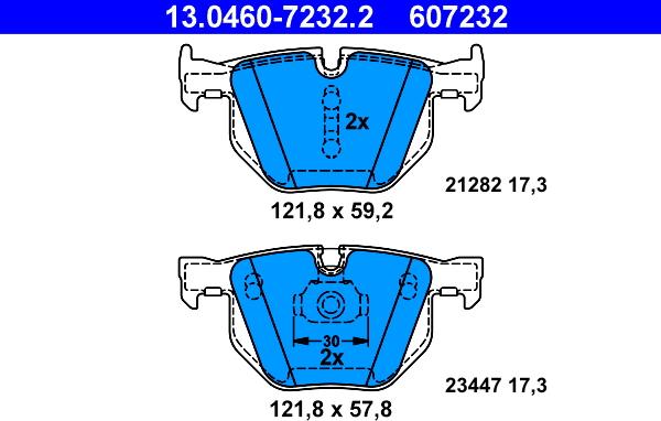 ATE 13.0460-7232.2 - Комплект спирачно феродо, дискови спирачки vvparts.bg