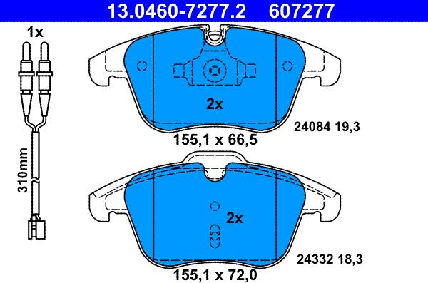 ATE 13.0460-7277.2 - Комплект спирачно феродо, дискови спирачки vvparts.bg