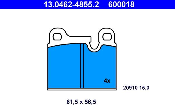 ATE 13.0462-4855.2 - Комплект спирачно феродо, дискови спирачки vvparts.bg
