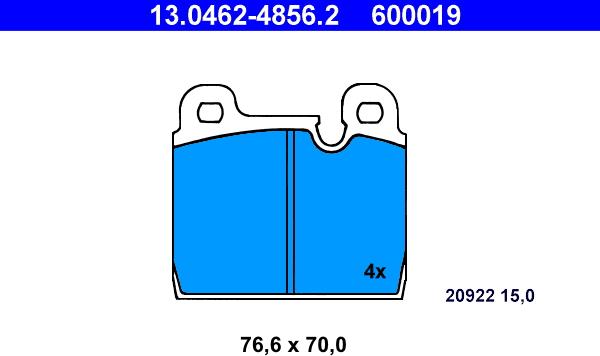 ATE 13.0462-4856.2 - Комплект спирачно феродо, дискови спирачки vvparts.bg